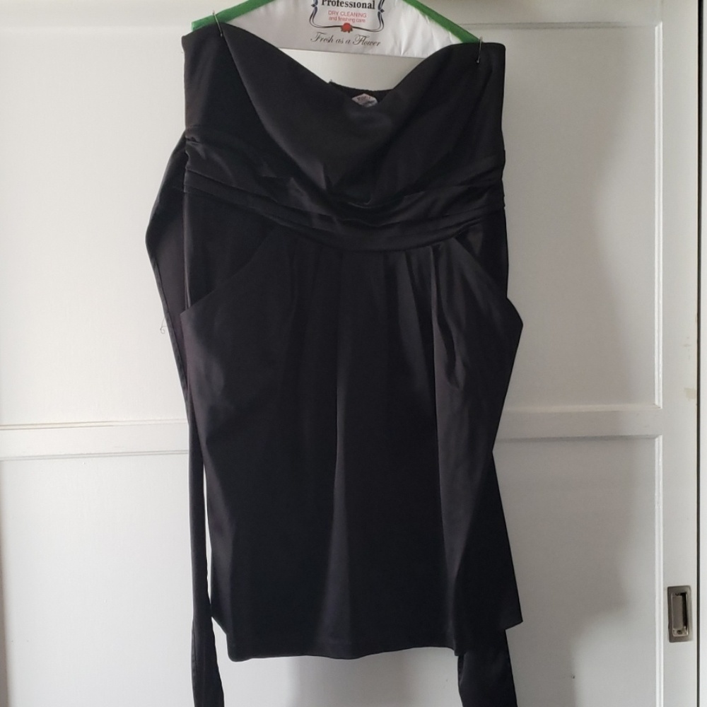Black Strapless Satin Dress